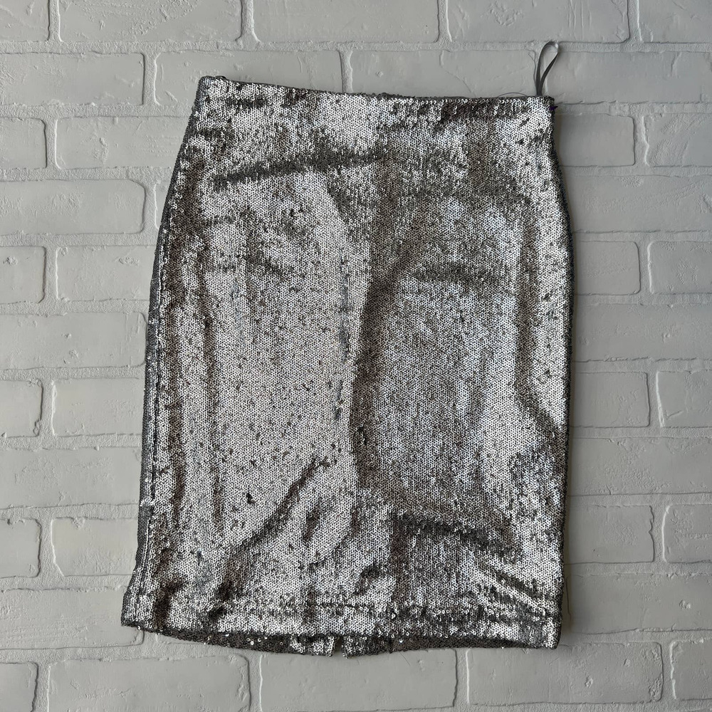 White House Black Market Women's Sliver Sequin Stretch Pencil Skirt- sz 4